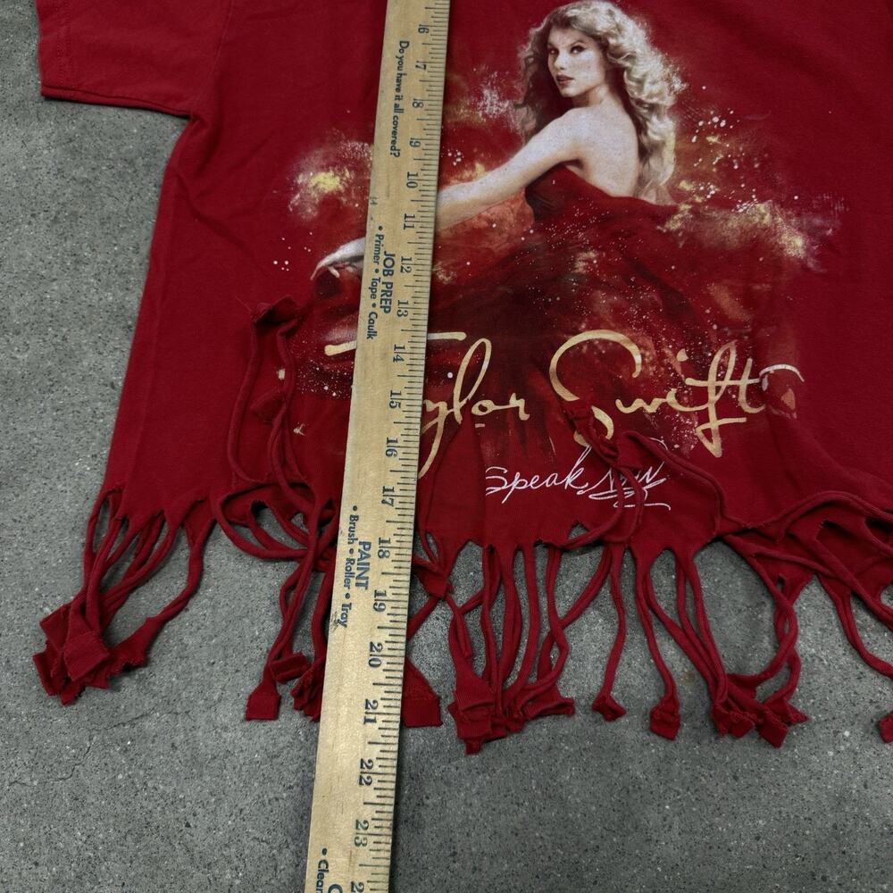 TAYLOR SWIFT SPEAK NOW 2011 CONCERT T SHIRT FRINGE BOHO T SHIRT RED MEDIUM - Picture 8 of 8